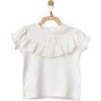 Andy Wawa AC21753 Ekru 1-3 Ay Kız Bebek Önden Fırfırlı Detaylı Beyaz T-Shirt