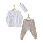 Andy Wawa AC23666 Beige & White 3'lü Bebek Zıbın Takımı