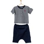 Andywawa AC21662REP Erkek Bebek Çizgili Lacivert Alt Üst Şort Takım