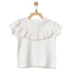 Andywawa AC21753 Kız Bebek Önden Fırfırlı Detaylı Beyaz T-shirt