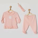 Andywawa AC22124 3 Lü Pink Home Sweet Home Kadife Bebe Takım
