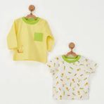 Andywawa AC22537 Sarı Curocodile 2'li Bebek T-shirt