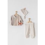 Andywawa AC23013 Organic Newborn Baby Beige 1 Ay 3'lü Prematüre Zıbın Takımı