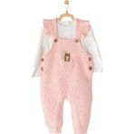 Andywawa AC23328 Pembe Kız Bebek Salopet Takım