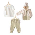Andywawa AC24074 Baby Casual Beige Bej Haki 3'lü Bebek Takım