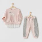 Andywawa AC24132 Ballerina Pembe Gri 2'li Bebek Takım