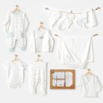 Andywawa Erkek Bebek Hastane Çıkışı 10 Parça Newborn Set The Zoo S Balboa Gots AC25261 - 0 - 3 Ay - Mavi - Beyaz