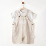 Andywawa Erkek Bebek Salopet Set ANW-AC26722 - Bej - 6 - 9 Ay