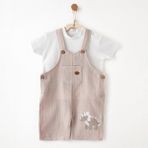 Andywawa Erkek Bebek Salopet Set Muslın ANW-AC26736 - Bej - 3 - 6 Ay