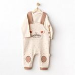 Andywawa Erkek Bebek Salopet Takım Jumpsuit Set Adventurous Bear AC25027 - 3 - 6 Ay - Bej