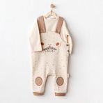 Andywawa Erkek Bebek Salopet Takım Jumpsuit Set Adventurous Bear AC25027 - Bej - 12 - 18 Ay