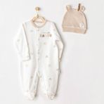 Andywawa Erkek Bebek Tulum Takim Romper Ac25853 - Ekru - Yenidoğan
