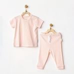 Andywawa Jacquard 2'li Kısa Kollu Bebek Takımı AC24709 Pembe 0-3 Ay