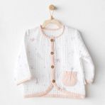 Andywawa Kız Bebek Ceket Jacket Love Family Muslin AC25523 - 6 - 9 Ay - Ekru