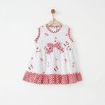 Andywawa Kız Bebek Elbise Dress Cherry Chatty ANW-AC26688 - 3 - 6 Ay - Ekru