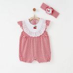 Andywawa Kız Bebek Tulum Takım Romper ANW-AC26683 - Kırmızı - 6 - 9 Ay