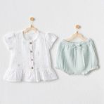 Andywawa Kız Bebek Zıbın Set 2'li Side Snap Set Love Family AC25509 - 3 - 6 Ay - Mint