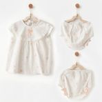 Andywawa Little Swan Love Kız Bebek Elbise Takım AC26541 - 18 - 24 Ay - Ekru