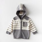 Andywawa Little Zebra Uzun Kol Bebek Ceketi Ekru-Gri Renkli Erkek Çocuk İçin Çizgili Model - Ekru - Gri - 0 - 3 Ay