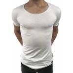 Anecdote ByBülent Erkek Oval Yaka Tişört Açık Yaka Likralı Slim Fit T-Shirt Beyaz VR013