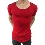 Anecdote ByBülent Erkek Oval Yaka Tişört Açık Yaka Likralı Slim Fit T-Shirt Kırmızı VR098 - XL