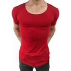 Anecdote ByBülent Erkek Oval Yaka Tişört Açık Yaka Likralı Slim Fit T-Shirt Kırmızı VR098 - XXL