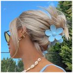 Aneneiceera Vintage Akrilik Çiçek Saç Pençe Klips Neon Papatya Saç Çam Klips Turuncu At Kuyruğu Pençe Barret Minimalist Çiçekli Saç Tokası Kadınlar için Saç Aksesuarları (Mavi)
