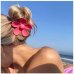 Aneneiceera Vintage Akrilik Çiçek Saç Pençe Klips Neon Papatya Saç Çam Klipsi Turuncu At Kuyruğu Pençe Barret Minimalist Çiçekli Saç Tokası Kadınlar için Saç Aksesuarları (Pembe Kırmızı)