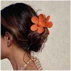 Aneneiceera Vintage Akrilik Çiçek Saç Pençe Klips Neon Papatya Saç Çam Klipsi Turuncu At Kuyruğu Pençe Barret Minimalist Çiçekli Saç Tokası Kadınlar için Saç Aksesuarları (Turuncu)