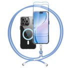 ANFAIRLACE Kılıf ile Uyumlu iPhone 15 Pro, Temiz Manyetik Kılıfları ile Temperli Cam ve Kordon, Şeffaf Anti Sarı PC Silikon PC Kapak, Mavi