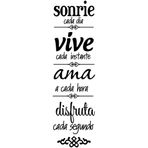 ANFRJJI İspanyol Aile Kuralları Duvar Çıkartması - Sonrie Vive AMA - Yemek Odası Oturma Odası için İlham Verici Alıntı Çıkartma - Çıkarılabilir PVC Vinil Sanat - Efekt 27,9 x 96,5 cm
