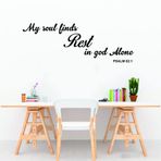 ANFRJJI My Soul Finds Rest in God Alone İncil Ayetleri İlham Verici Dini Alıntı Viny Duvar Çıkartması (Efekt Boyutu: 34"x12" inç) Devout Home and Office (Siyah-JWH319-Rest)