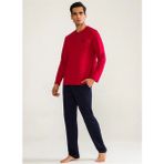 Ang Butik D's Damat 01005 Uzun Kol Pijama Takımı - Bordo