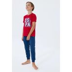 Ang Butik Us Polo 2410-4 Erkek Çocuk Pijama Takım - Kırmızı