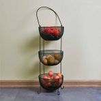 Ang Design Aleyna 3 Katlı Siyah Metal Sebze ve Meyvelik