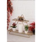 Angdesign Piramit Dekoratif Metal Duvar Rafı-2 katlı Antik