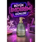 ANGDESİGN Star Cam Sıvı Sabunluk - Mint Yeşil •• Banyo & Mutfak İçin Tezgah Üstü Lavabo Bulaşık