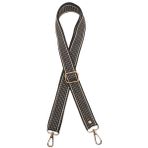 Angel Canta Aksesuar 120X3 Cm Polyester Kolon Canta Sapi Koyu Kahve Renk Bej Seritli Light Gold Metalli