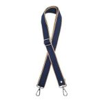 Angel Canta Aksesuar 120X3 Cm Polyester Kolon Canta Sapi Lacivert Renk Bej Seritli Gumus Metalli