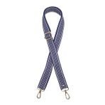 Angel Canta Aksesuar 120X3 Cm Polyester Kolon Canta Sapi Lacivert Renk Beyaz Seritli Light Gold Metalli