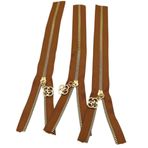 Angel Çanta Aksesuar Başlıklı Fermuar Set 30 Cm Light Gold Metal Taba 3 Adet