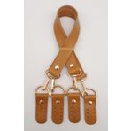 Angel Çanta Aksesuar Gerçek Deri 55 Cm Misu Model Çift Sap Açık Taba Renk Light Gold Metal