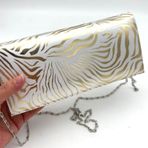 Angel Çanta Aksesuar Gold Zebra Desenli Abiye Çanta Zincirli