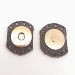 Angel Çanta Aksesuar Kahverengi Gerçek Derili Oval Kenar Mıknatıslı Çıtçıt Light Gold Metalli