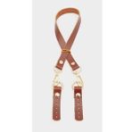 Angel Çanta Aksesuar Kızıl Kahve Renk 60x1.5 cm Gerçek Deri Çanta Sapı Light Gold Metalli