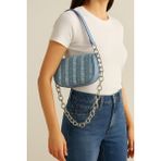 Angel Çanta Aksesuar Pullu Kot Kumaş, Denim Çanta (100 cm Zincir Ile Gönderilecektir) - 150x150 - --Mavi
