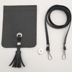 Angel Çanta Aksesuar Siyah Suni Deri Püskül Kapaklı Cep Telefonu Mini Bag Çanta Seti Gümüş Metal