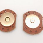 Angel Çanta Aksesuar Taba Renk Gerçek Derili Oval Kenar Mıknatıslı Çıtçıt Light Gold Metalli