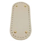 Angel Çanta Aksesuarları Aksesuar Gerçek Deri Krem 25X12 cm Oval Light Gold Metalli Tabanı