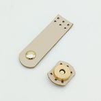 Angel Çanta Aksesuarları Aksesuar Gerçek Deri Krem Renk Mini Kapak 8X2,3 Cm Light Gold Metalli